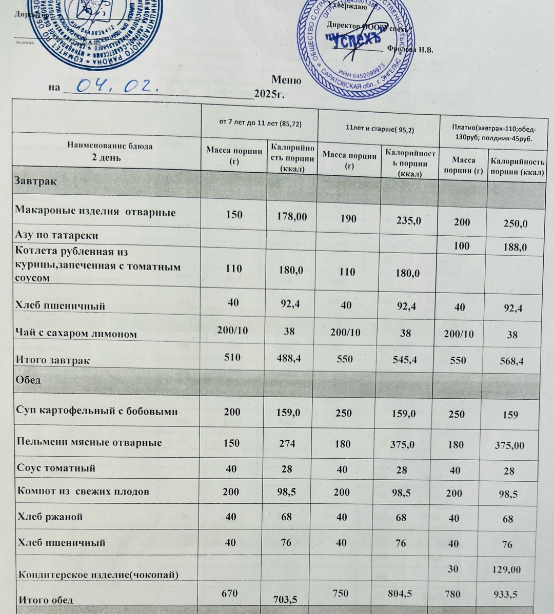 04.02.2025 меню