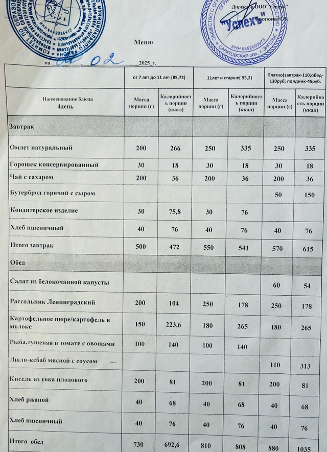 20.02.2025 меню.