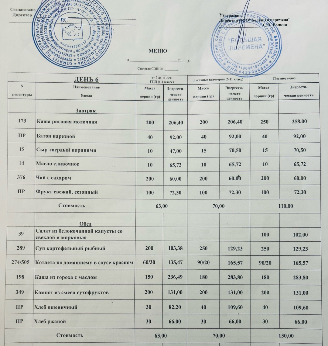 25.11.2024 меню