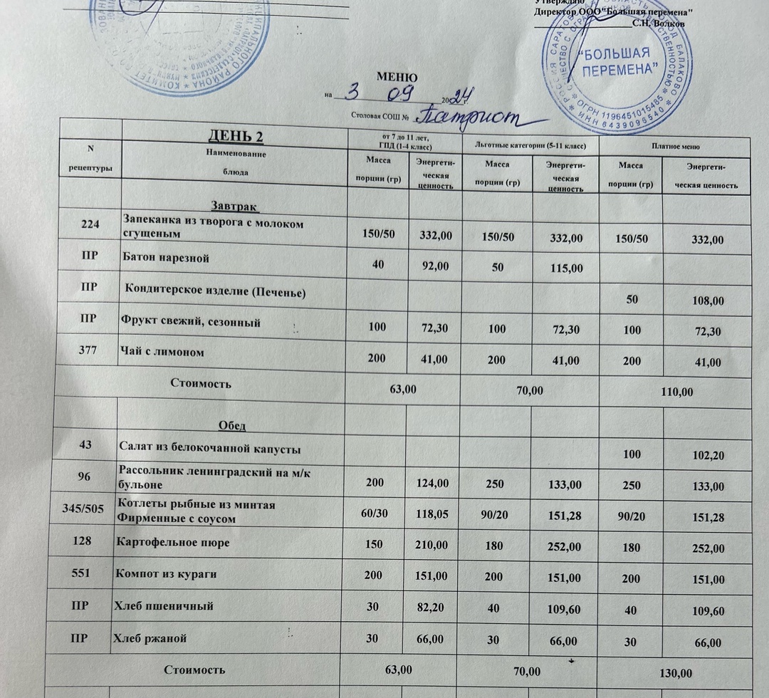 меню 03.09.2024