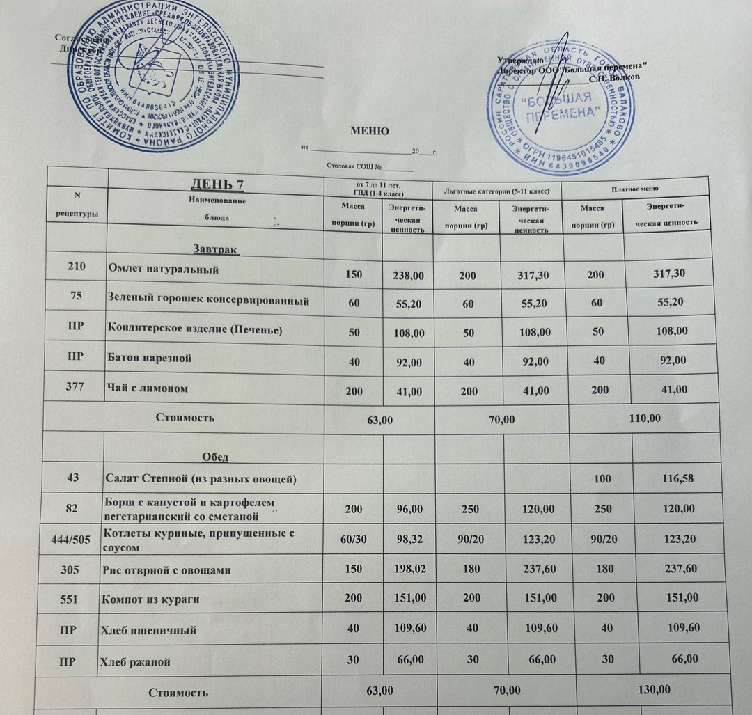 меню 10.09.2024