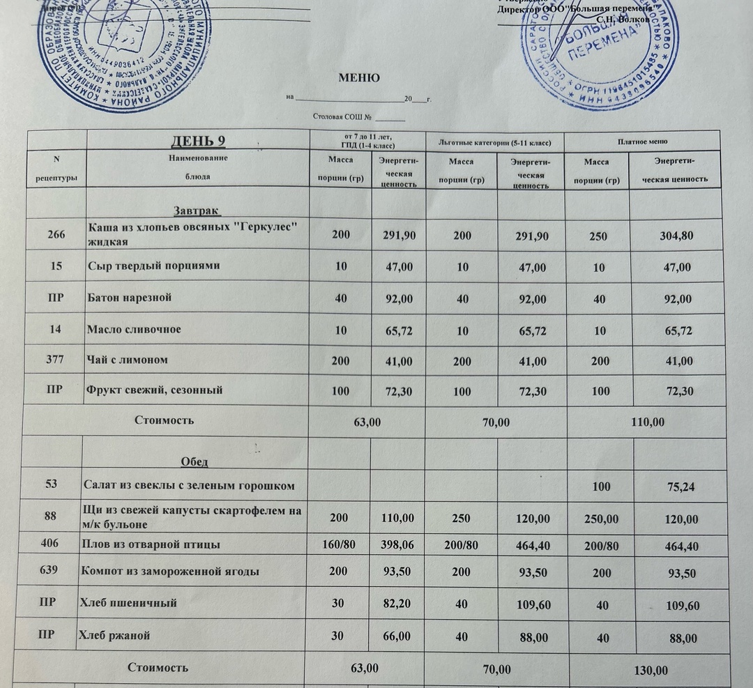 меню 12.09.2024