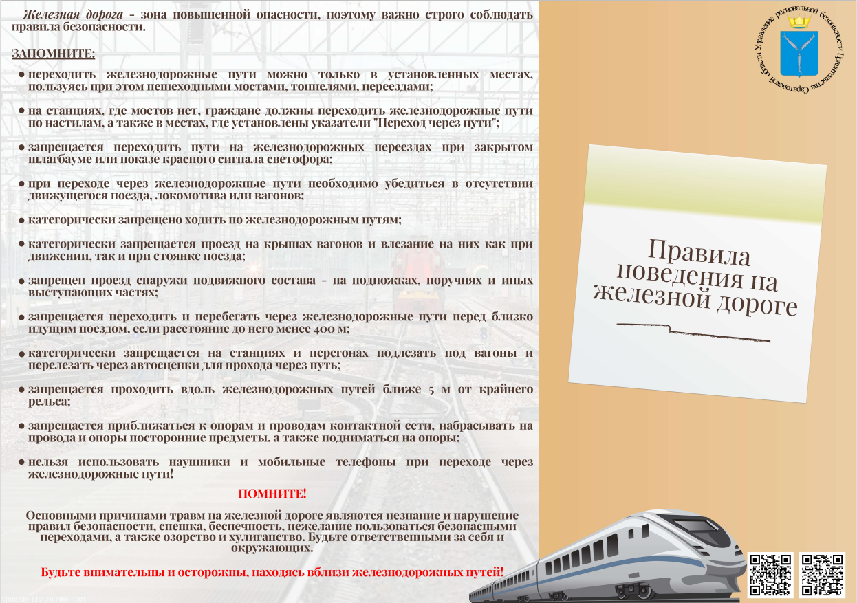 Памятка  Правила поведения на железной дороге.